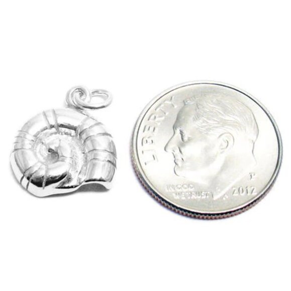 SNAIL SHELL CHARM. STERLING SILVER - Picture 2 of 2